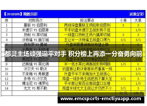 都灵主场顽强逼平对手 积分榜上再添一分奋勇向前