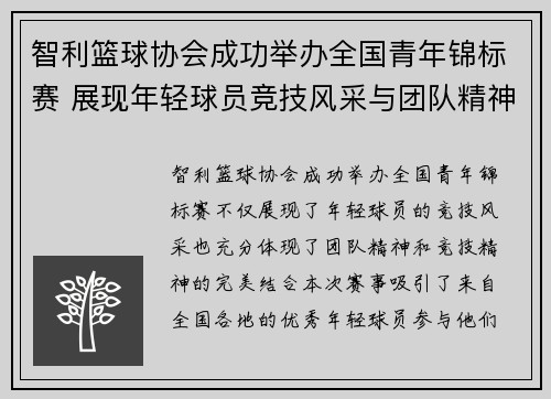 智利篮球协会成功举办全国青年锦标赛 展现年轻球员竞技风采与团队精神